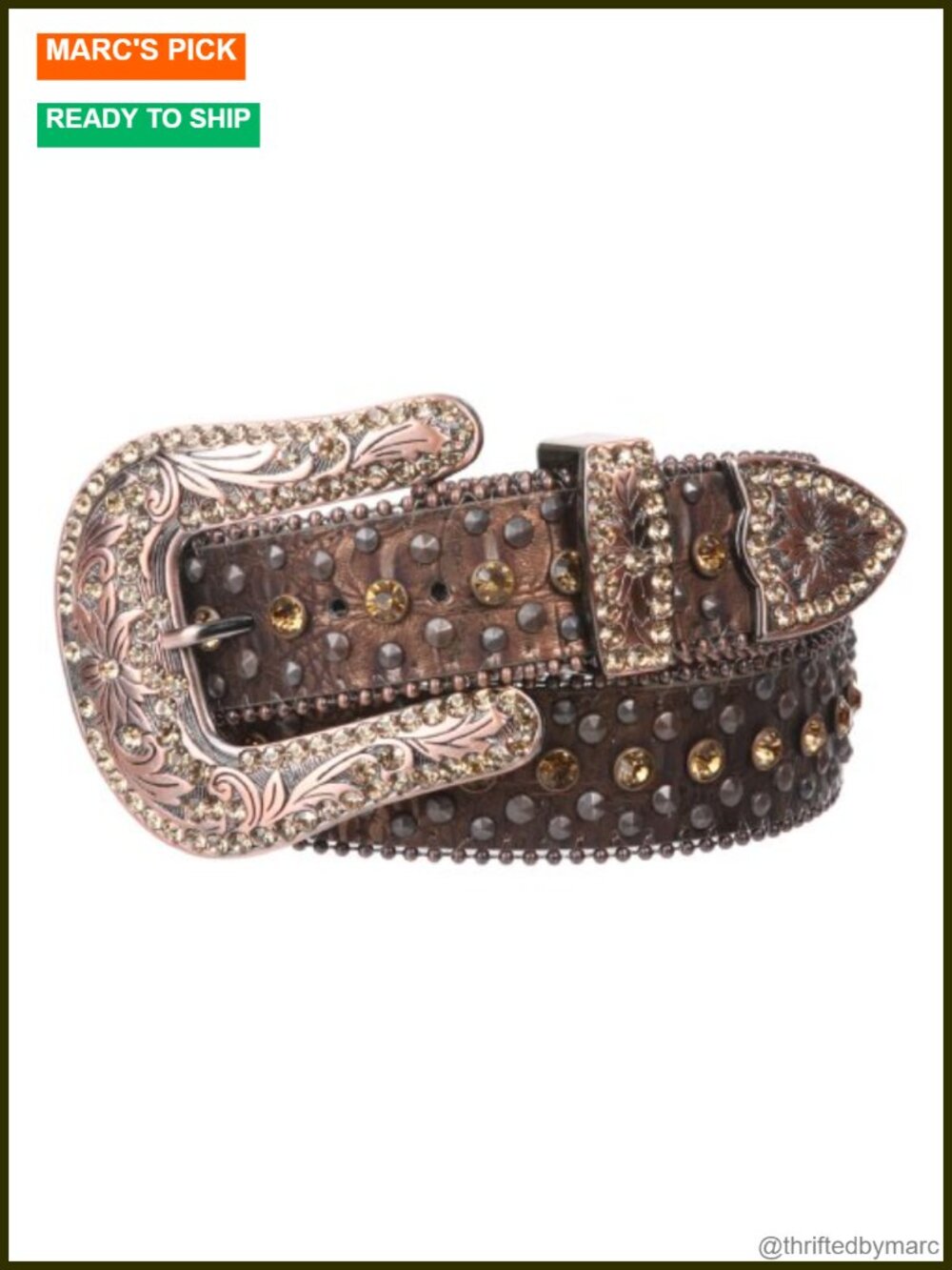 Western Cowgirl Faux Alligator Rhinestone Studded Belt